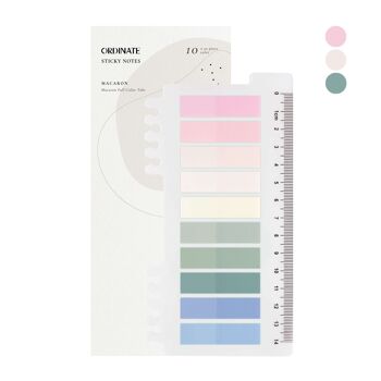 Macarons | Autocollant ordinaire | Notes avec bandes adhésives règle | Pack de 200 onglets autocollants pour marque-pages, étude, bureau 1