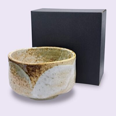Cuenco de matcha japonés Chawan Yuki hecho a mano de cerámica