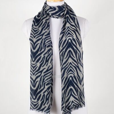 Sciarpa in lana merino con stampa tigre - Nero bianco