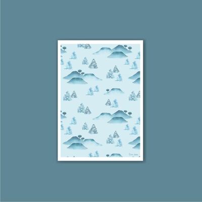 A6 card Blue fir trees