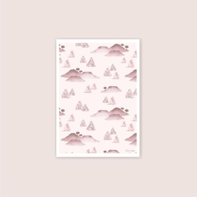 A6 card Pink fir trees