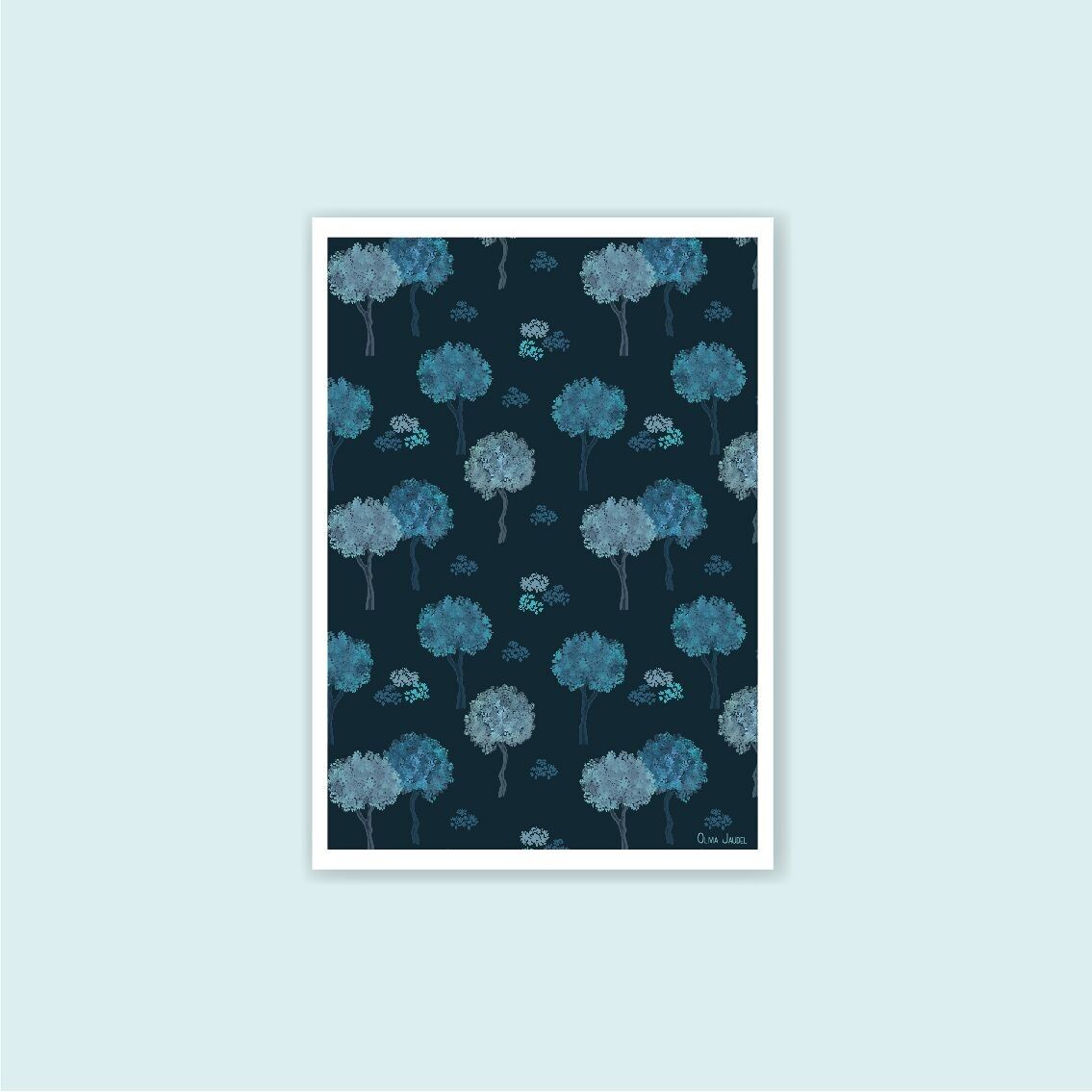 A6-Karte Mitternachtsblaue Bäume