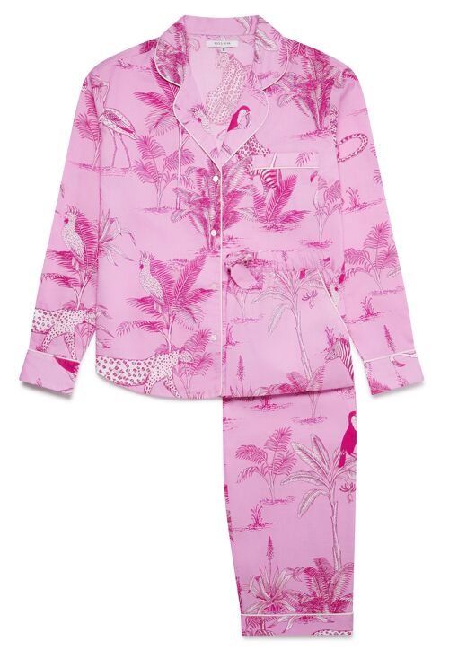 Women's Organic Cotton Pyjama Trouser Set - Pink Botanical Jungle