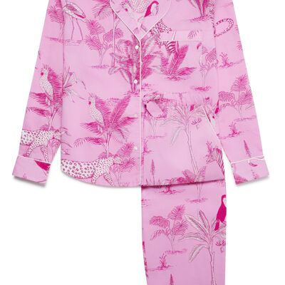 Damen-Pyjama-Hosenset aus Bio-Baumwolle – Pink Botanical Jungle