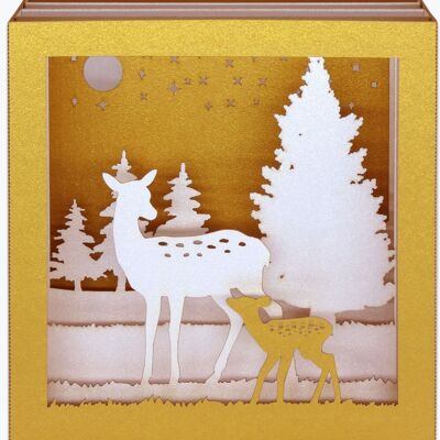 End of year pop-up card Doe and fawn