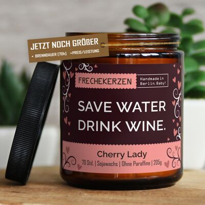 Geschenkkerze Duftkerze save water drink wine. #6272