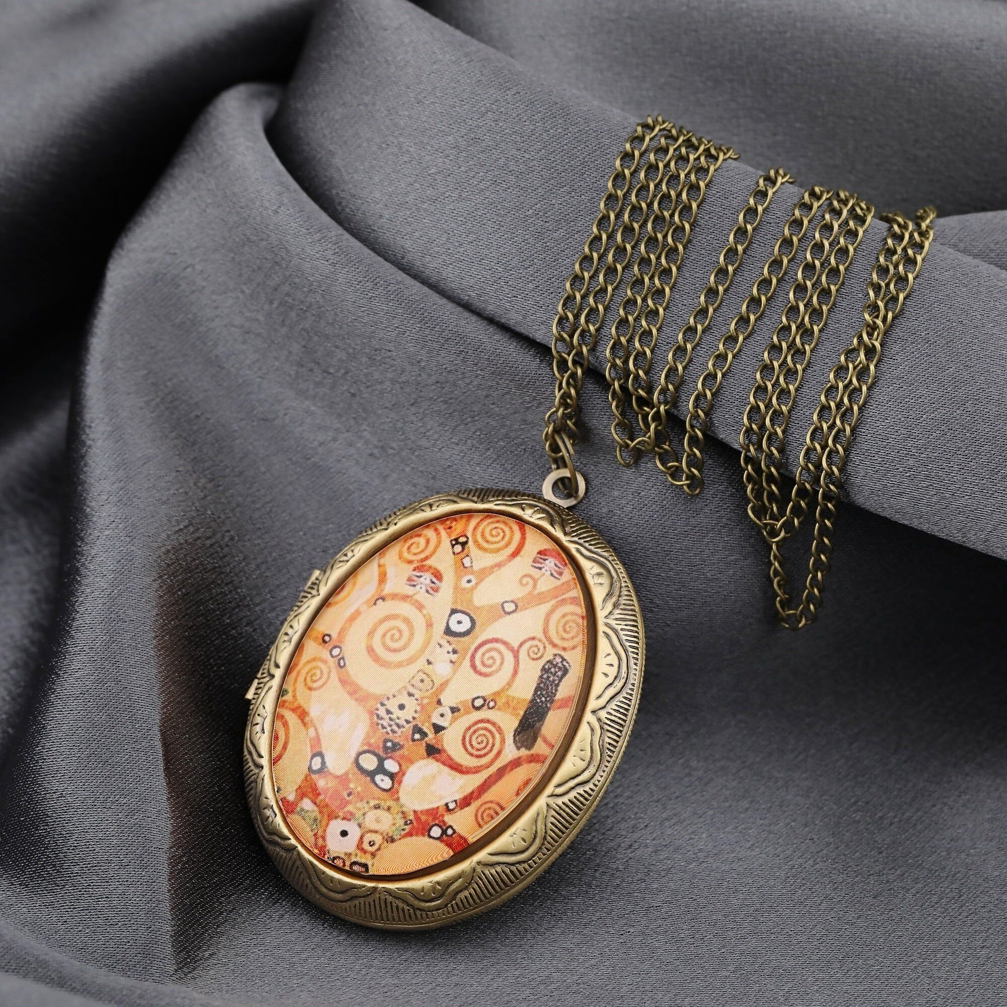 Tree of Life by Klimt XL PHOTO MEDALLION necklace incl. photo service VIK-99