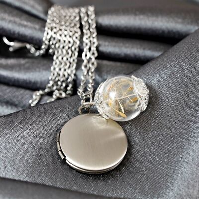 Personalized dandelion medallion necklace with ENGRAVING and including photo service VIK-107