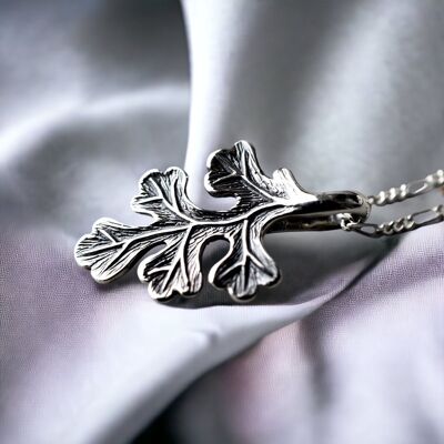 Collar de plata de ley 925 con colgante de hoja de filigrana - Llamativo amante de la naturaleza con sutil elegancia - K925-139