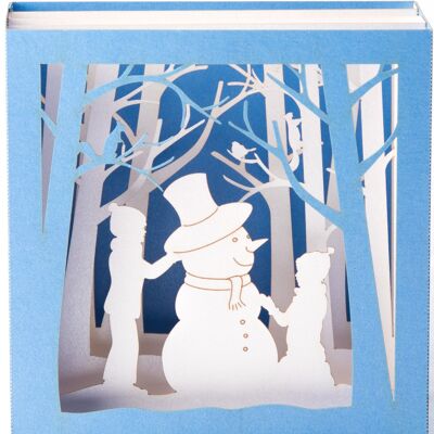 Happy New Year Pop-up Card Children and Snowman