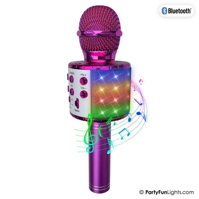 Micrófono Karaoke Bluetooth con Efectos de Luz y Altavoz en Rosa