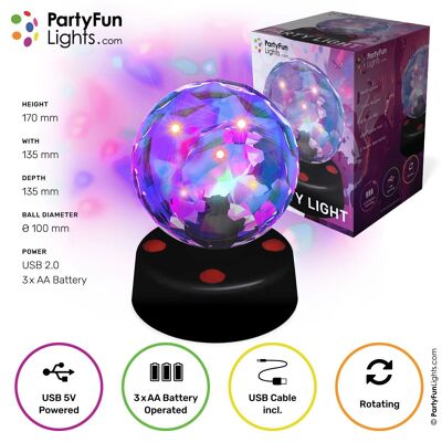 PartyFunLights USB Facet Party Lamp 4"