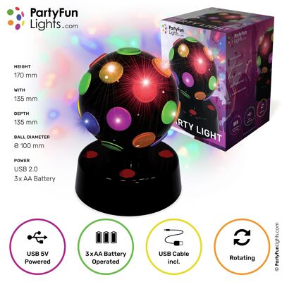 PartyFunLights USB-Mehrfarben-Partylampe 4"