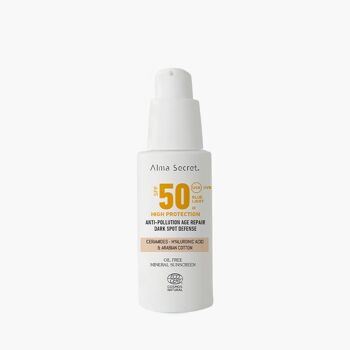 Crème solaire visage couleur : sable SPF50 Alma Secret 1