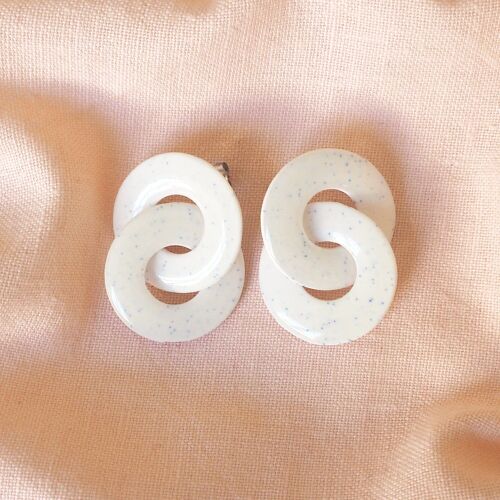 Boucles d'oreilles - Les Horus XS - Blanc moucheté
