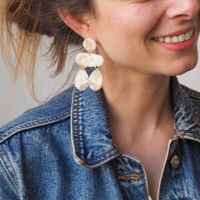 Boucles d'oreilles - Les Sia - Blanc marbré