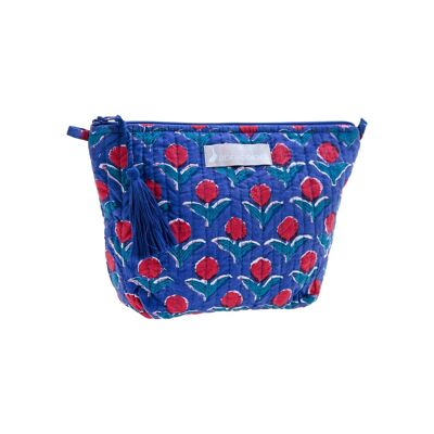 BLUE NEEDLE BAG WITH RED FLOWER