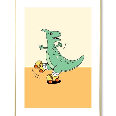 Roller Skating Dinosaur Poster