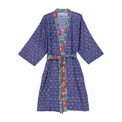 FIORE ROSSO KIMONO BLU