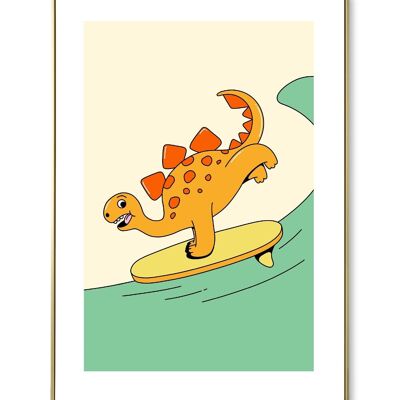 Surfing Dinosaur Poster