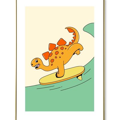 Dinosaurio surfeando Póster