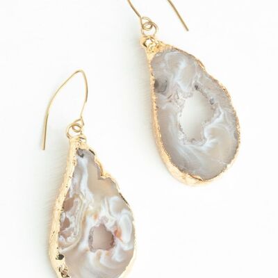 Boucles d'oreilles beauté naturelle en agate et or