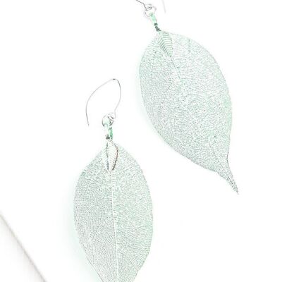 Boucles d’oreilles feuilles uniques en leur genre en vert mousse