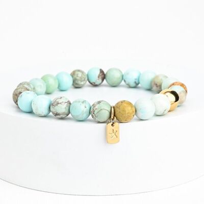 Bracelet perlé éventail turquoise