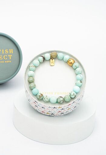 Bracelet perlé éventail turquoise 2