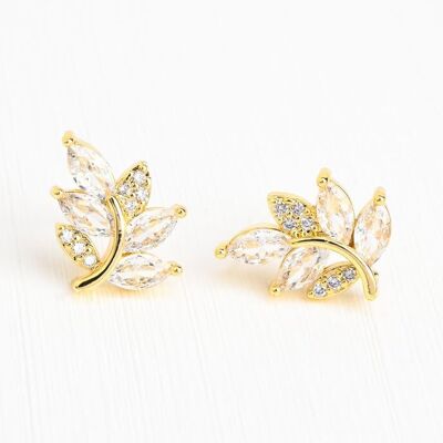 Clous d'oreilles en forme de feuille de zircon First Frost