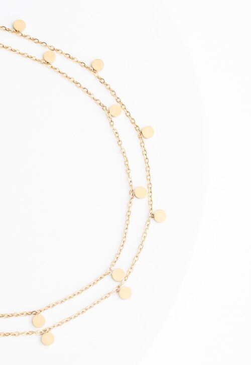 Evelyn Gold Drop Double Chain Necklace