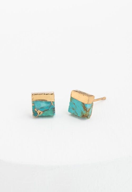 Lorena Square Turquoise Stud Earrings