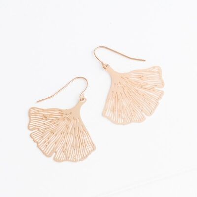 Boucles d'oreilles feuille de Ginkgo en or