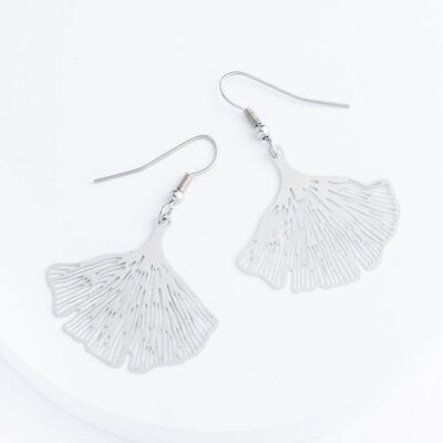 Ginkgo Leaf Earrings in Silver