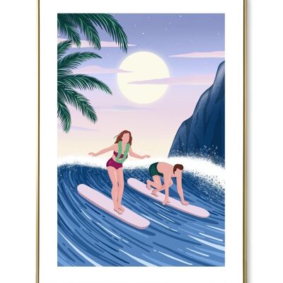 Cartel de surf y amor.
