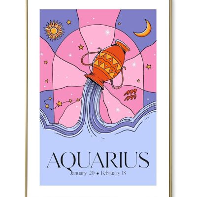 Poster astrologico dell'Acquario