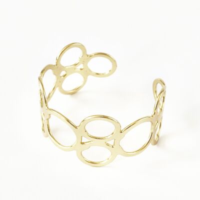 Adjustable golden bracelet for women.   Hand made.   Imitation jewelry.   Spring.   Guests, weddings.