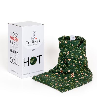 Heat scarf flowers green | Organic linseed