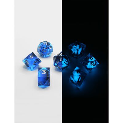 RPG DICE SET - GLOW IN THE DARK - MIDNIGHT SAPHYR