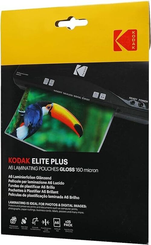 KODAK KD-LMA6-PK25A - Pochettes de plastification A6, 125 microns, Lot de 25