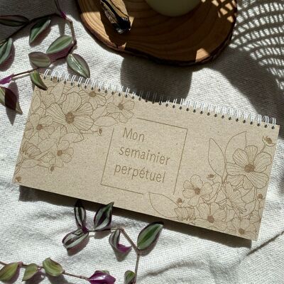 Eco-designed perpetual weekly diary - compostable recycled cardboard - Landscape format
