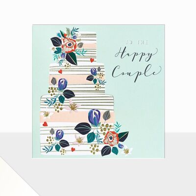 Tarjeta de boda con pastel - Glow Happy Couple