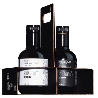 COMBO AUTENTICO (0,25 huile d'olive EV + 0,25 condiment vinaigre de Modena & PORTE BOUTEILLE)