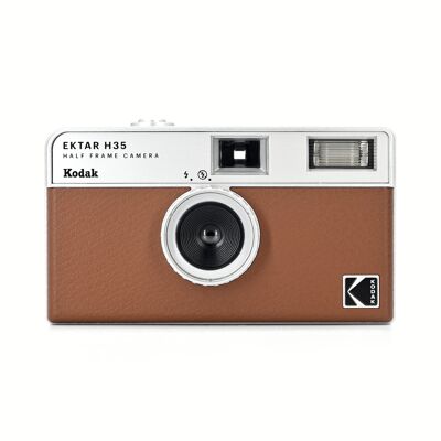 Fotocamera a pellicola KODAK EKTAR H35 mezzo formato 35 mm, riutilizzabile, senza messa a fuoco, leggera, facile da usare (marrone) (pellicola e batterie AAA non incluse)