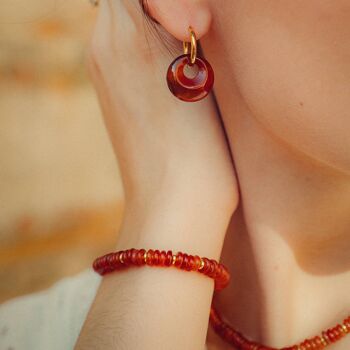 Boucles d'oreilles Blima en pierres Agate rouge 3
