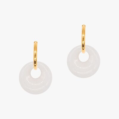 Boucles d'oreilles Blima en pierres Jade blanc