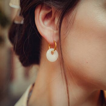 Boucles d'oreilles Blima en pierres Jade blanc 2