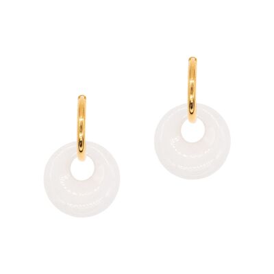 Blima earrings in white Jade stones