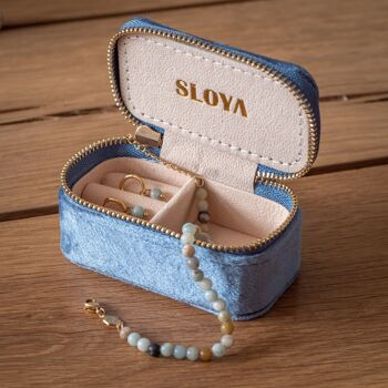 Mini boîte à bijoux velours bleu horizon 5
