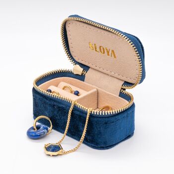 Mini boîte à bijoux velours bleu lapis-lazuli 4
